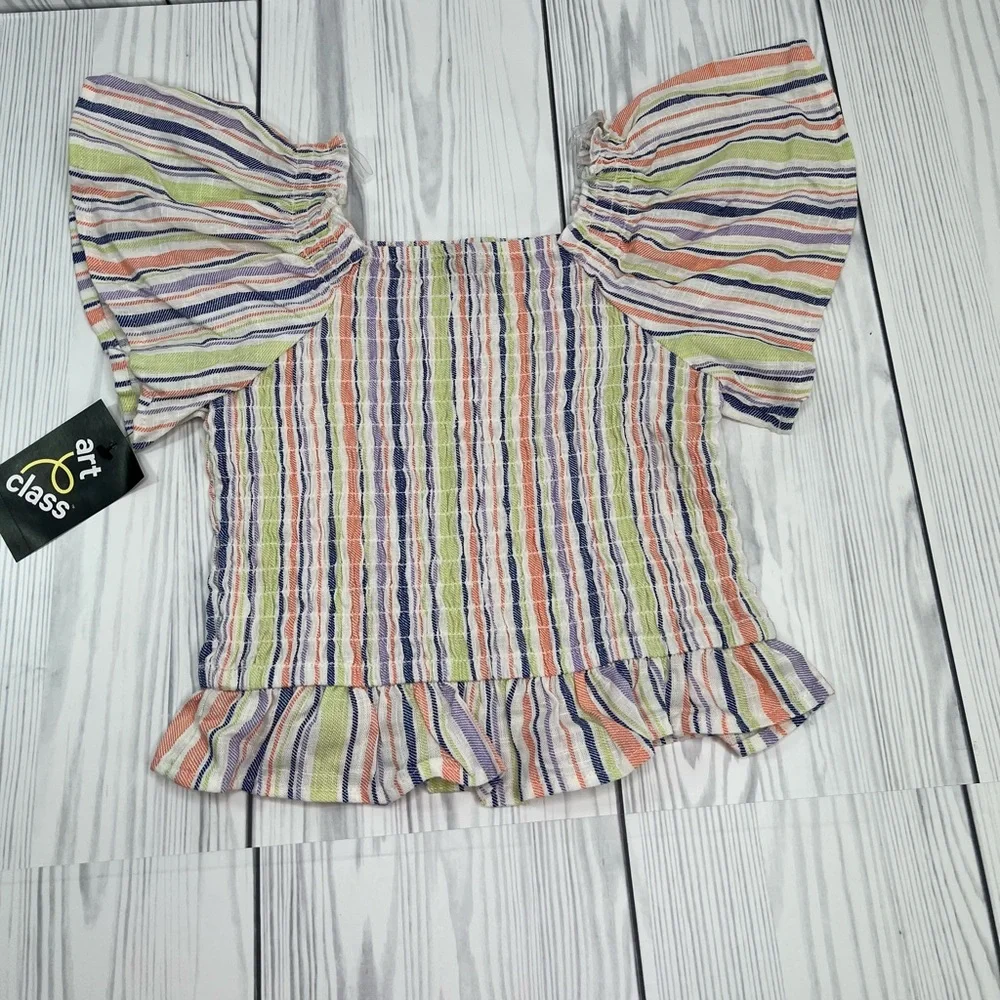 COPY - Girls' Flutter Short Sleeve Smocked Peplum Shirt - art class™ Off-White …